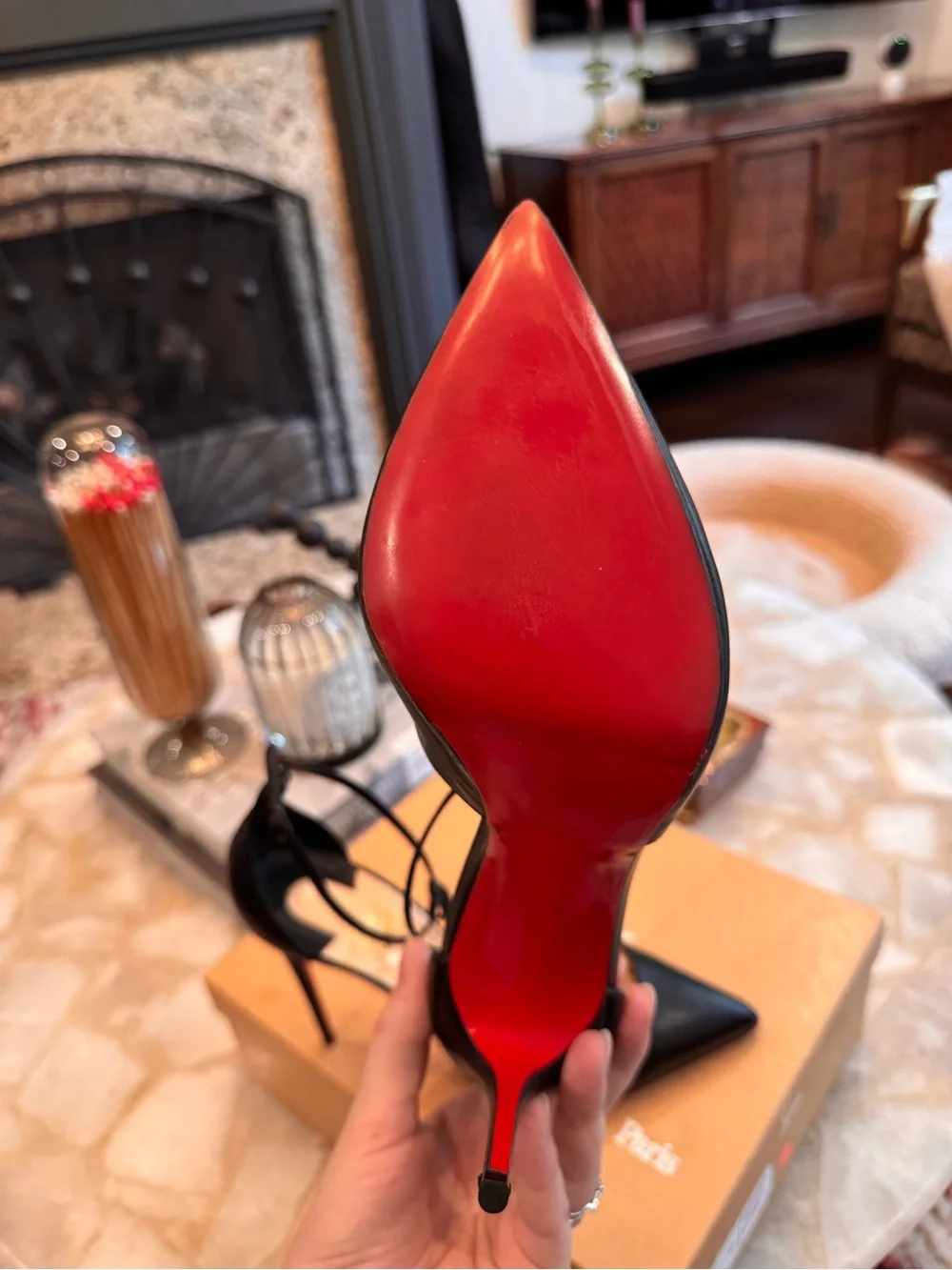 Christian Louboutin Black Strappy Pointed-Toe Pumps